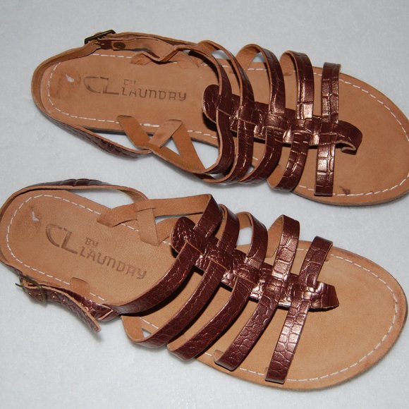 NWOB CL by Laundry Flat Leather Sandal Calli Shoes, Size 8 - Picture 1 of 5